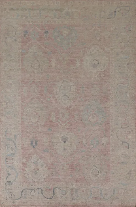 Vegetable Dye Oushak Turkish Area Rug 6x9