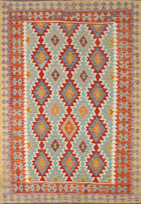South Western Kilim Wool Area Rug 6x8