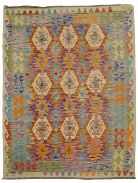 South Western Kilim Wool Area Rug 5x7