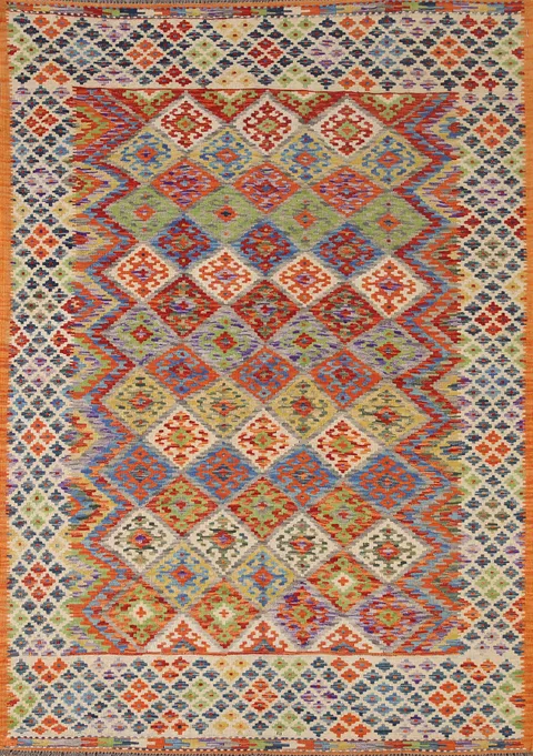 Multicolor Kilim Oriental Area Rug 6x8