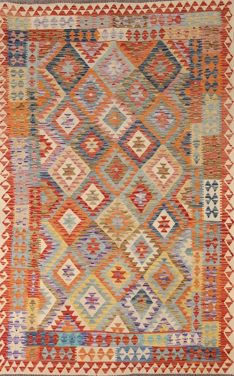 Reversible Wool Kilim Oriental Area Rug 7x10