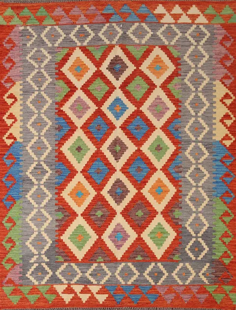 Geometric Kilim Oriental Area Rug 6x7