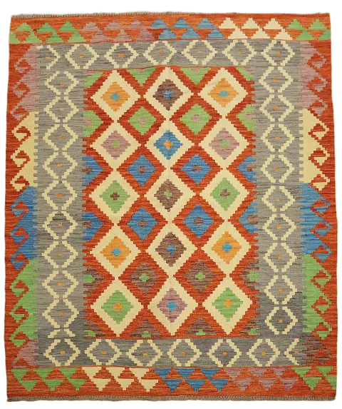 Geometric Kilim Oriental Area Rug 6x7