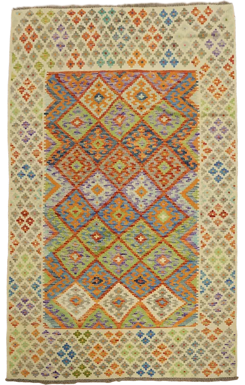 Reversible Wool Kilim Oriental Area Rug 6x8