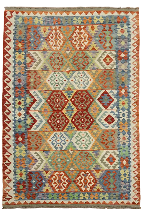 Multicolor Kilim Wool Area Rug 7x10