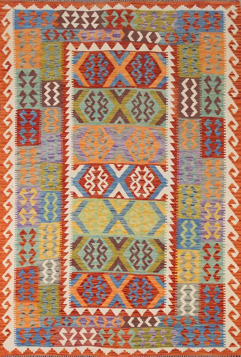 Reversible Wool Kilim Oriental Area Rug 6x8
