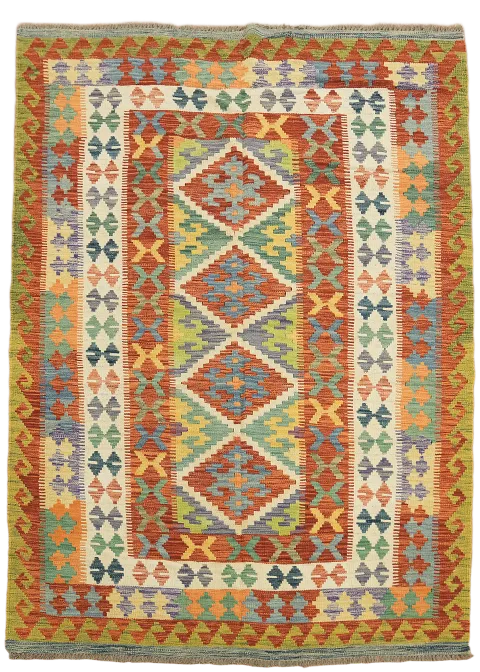 Reversible Wool Kilim Oriental Area Rug 6x8