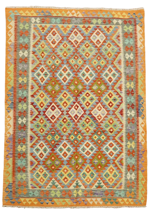 Reversible Wool Kilim Oriental Area Rug 6x8
