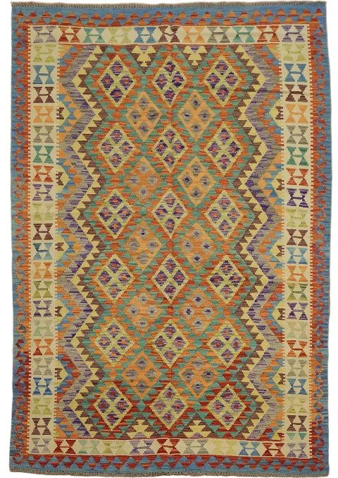 Reversible Wool Kilim Oriental Area Rug 6x8