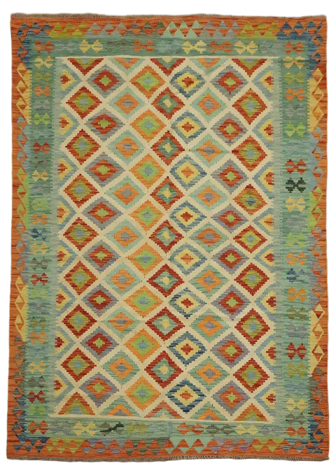 Multicolor Wool Kilim Oriental Area Rug 6x8