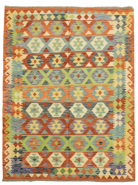 Reversible Wool Kilim Oriental Area Rug 6x8
