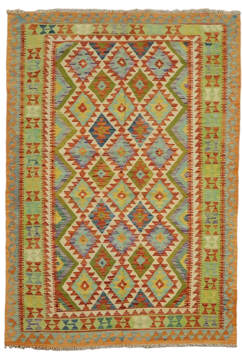 Multicolor Kilim Reversible Wool Area Rug 6x8
