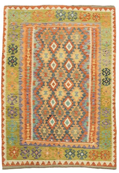 Reversible Wool Kilim Oriental Area Rug 7x10