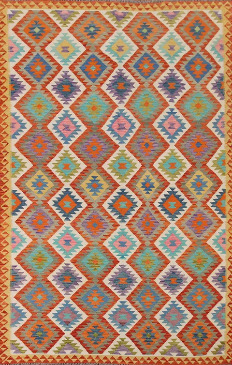 Multicolor Kilim Reversible Wool Area Rug 7x10