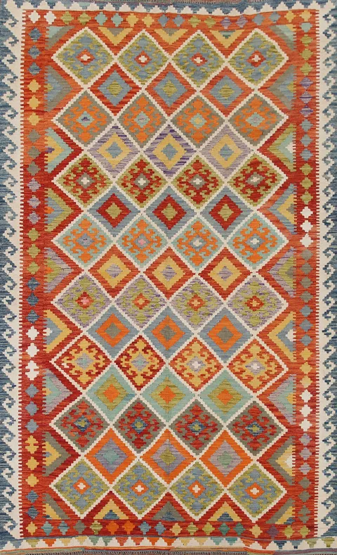 Multicolor Kilim Reversible Wool Area Rug 7x10