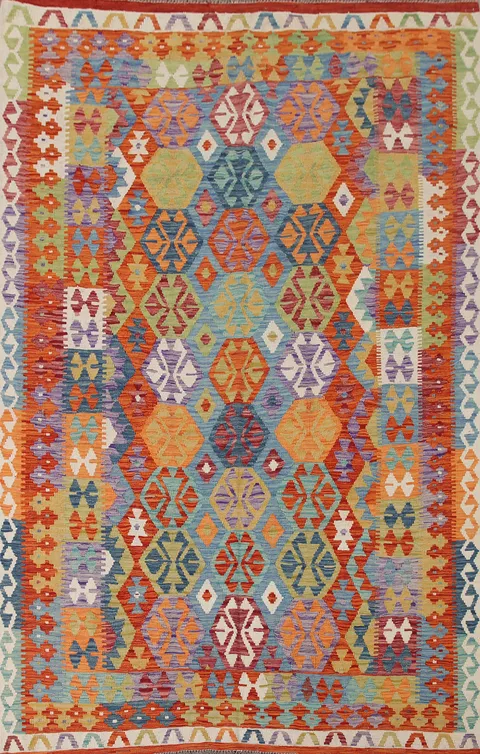 Reversible Wool Kilim Oriental Area Rug 7x9