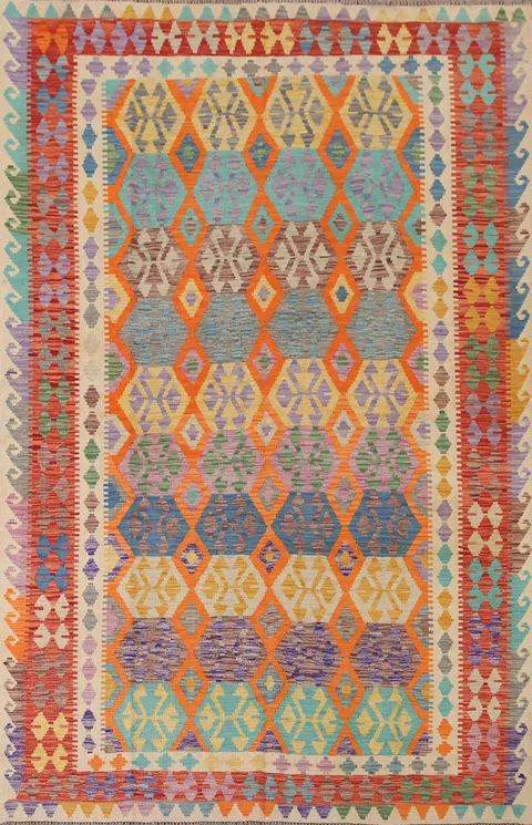 Geometric Kilim Oriental Area Rug 7x10