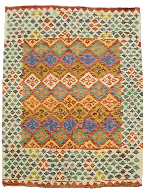 Multicolor Wool Kilim Oriental Area Rug 6x8