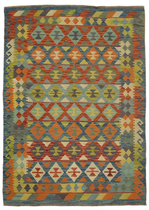 Reversible Wool Kilim Oriental Area Rug 6x8