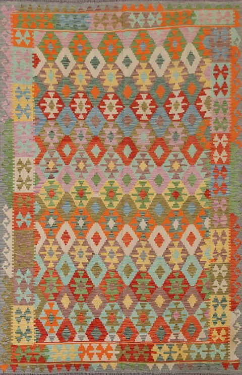 Reversible Wool Kilim Oriental Area Rug 7x10