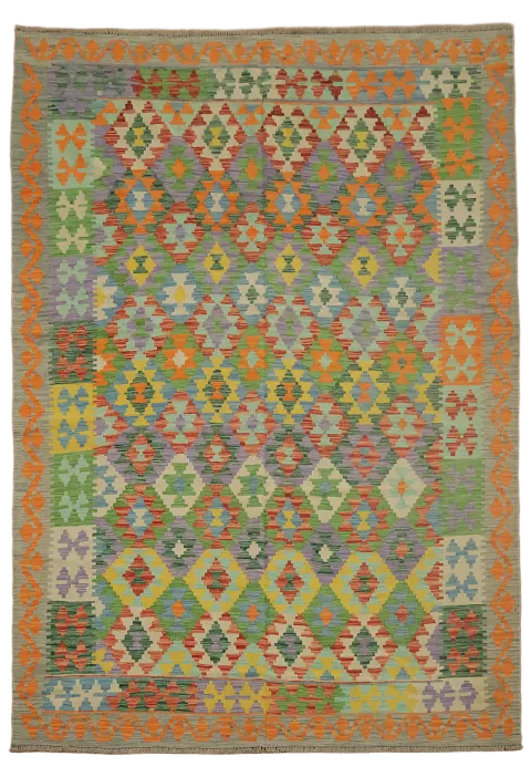 Multicolor Kilim Wool Area Rug 7x10
