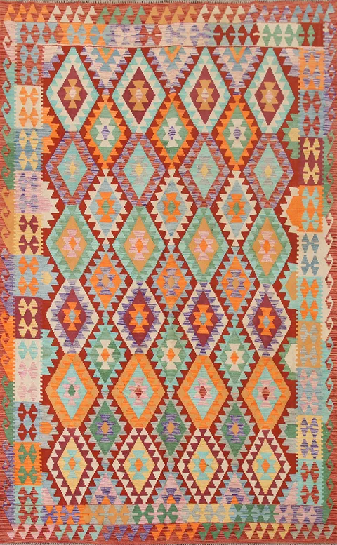 Multicolor Wool Kilim Oriental Area Rug 7x10