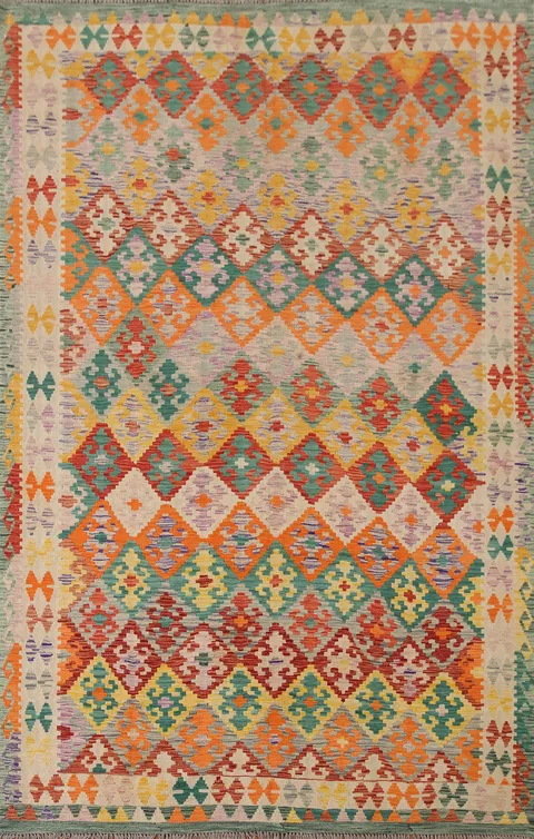 Reversible Wool Kilim Oriental Area Rug 7x10
