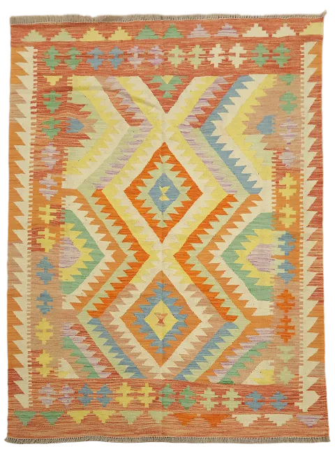 Reversible Wool Kilim Oriental Area Rug 5x7