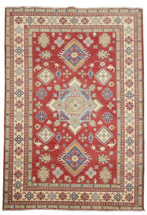 Red Wool Kazak Oriental Area Rug 7x10