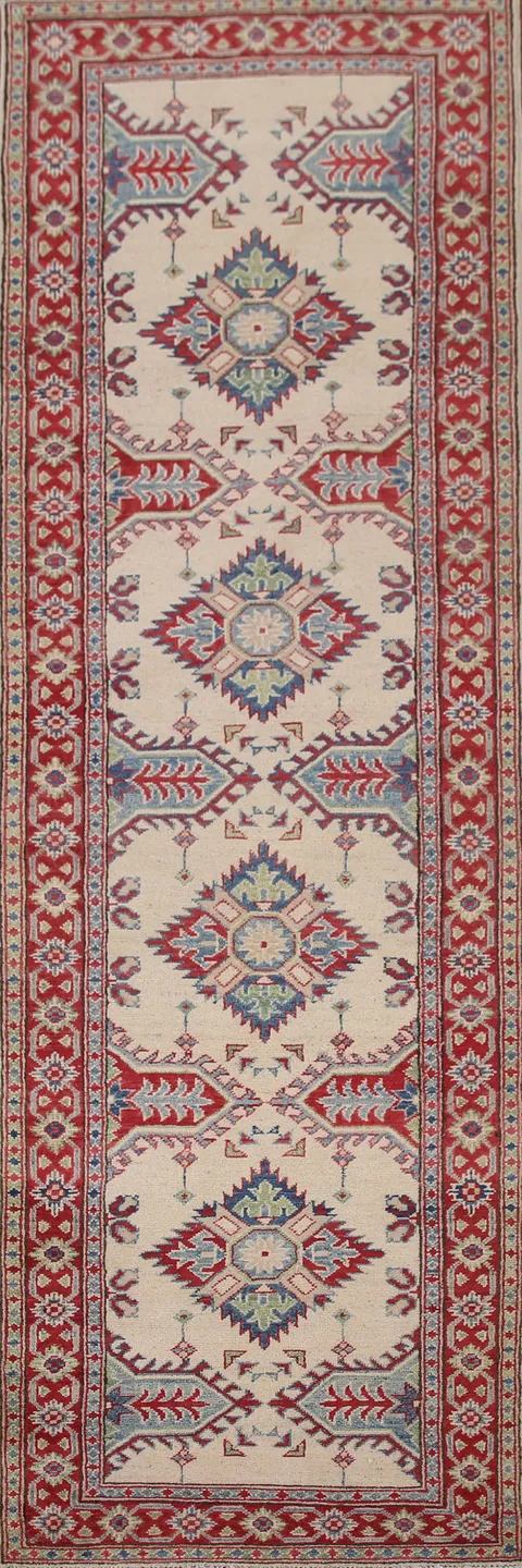 Handmade Wool Kazak Runner Rug 3x10
