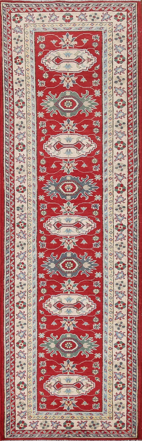 Handmade Wool Kazak Runner Rug 3x10