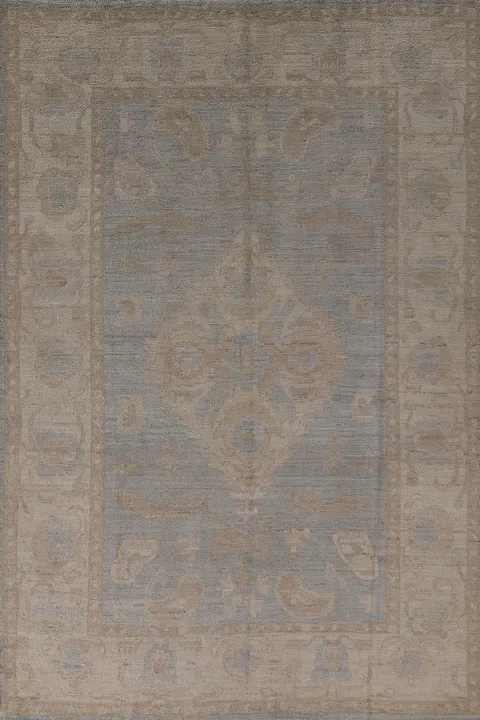 Muted Color Wool Oushak Vegetable Dye Area Rug 6x9