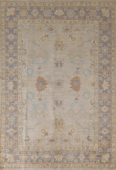 Earth Tone Oushak Vegetable Dye Area Rug 6x9
