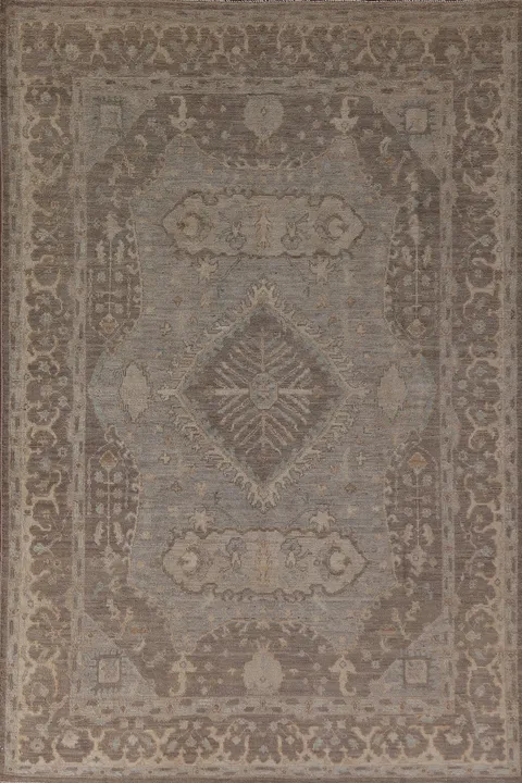 Earth Tone Oushak Vegetable Dye Area Rug 6x9