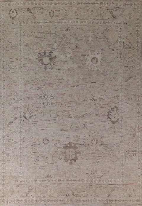 Earth Tone Oushak Vegetable Dye Area Rug 9x12