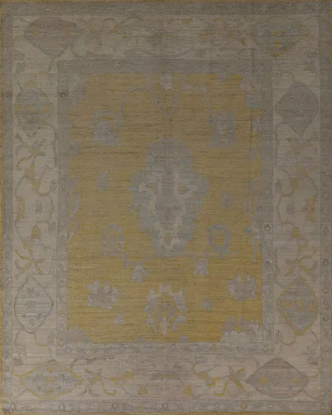 Vegetable Dye Yellow Gold Oushak Turkish Area Rug 8x10