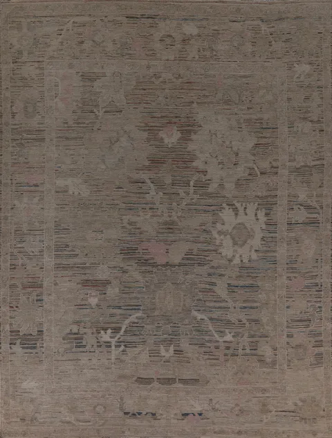 Earth Tone Wool Oushak Vegetable Dye Area Rug 8x10