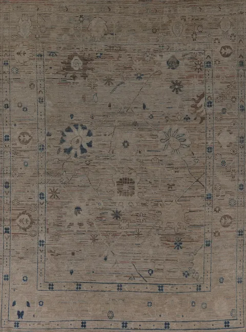 Muted Color Oushak Vegetable Dye Area Rug 8x10