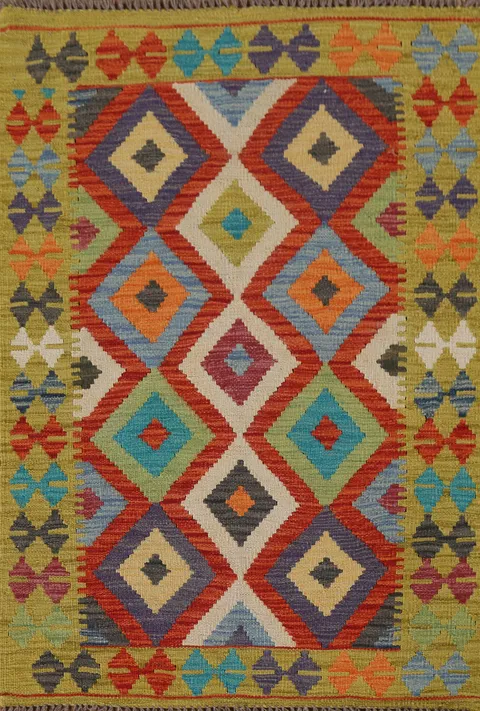 South Western Wool Kilim Oriental Rug 3x4