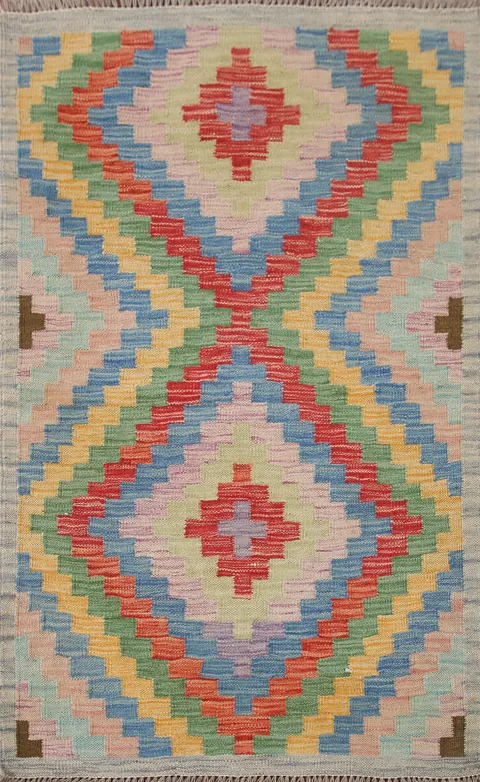 South Western Wool Kilim Oriental Rug 3x4