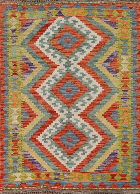 South Western Kilim Oriental Accent Rug 3x4