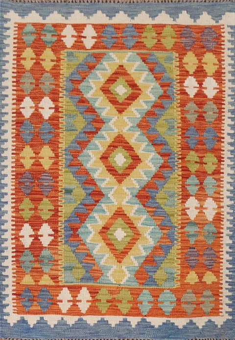 Multicolor Kilim Reversible Wool Rug 3x4