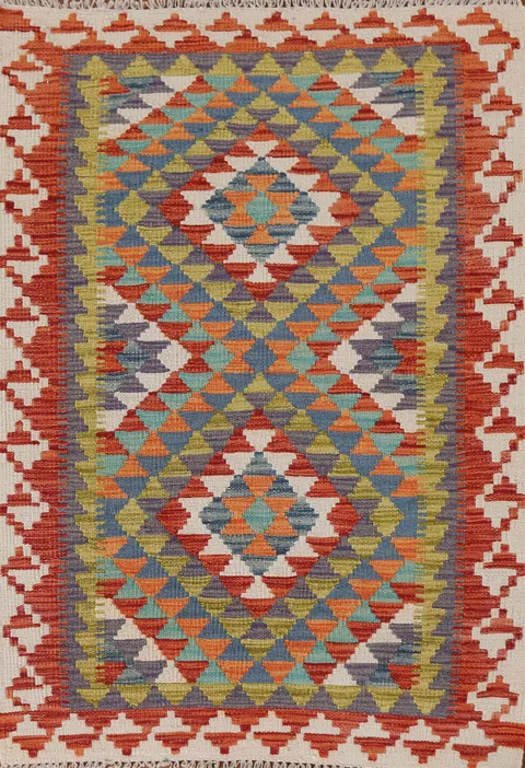 South Western Wool Kilim Oriental Accent Rug 3x4