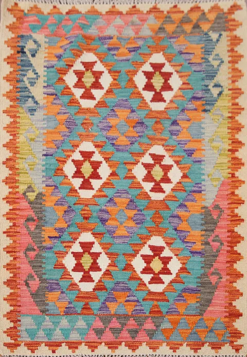 South Western Wool Kilim Oriental Rug 3x4
