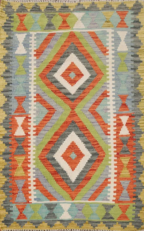 Multicolor Wool Kilim Oriental Rug 3x4