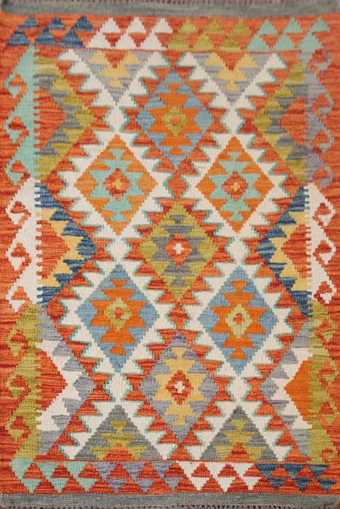 Multicolor Kilim Oriental Foyer Rug 3x4