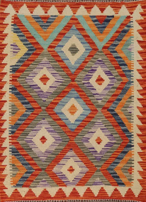 Multicolor Kilim Oriental Foyer Rug 3x4