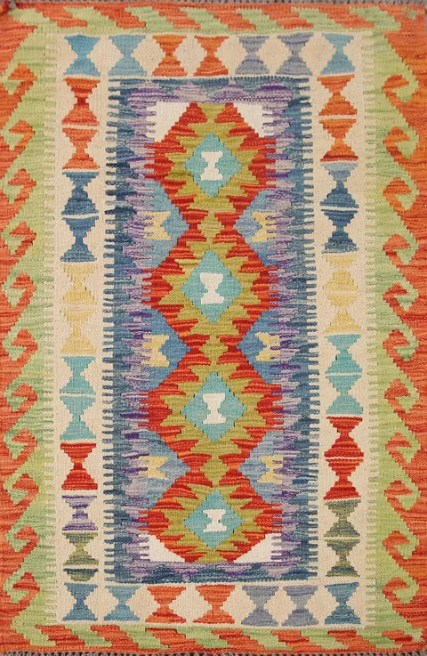 Multicolor Kilim Oriental Accent Rug 3x4