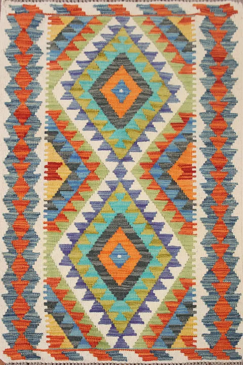 South Western Wool Kilim Oriental Accent Rug 3x4