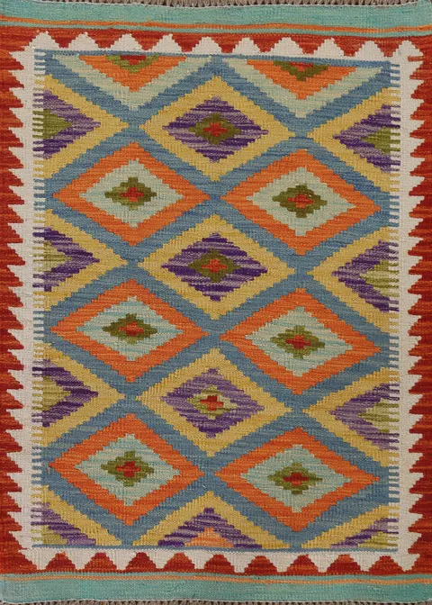 South Western Wool Kilim Oriental Rug 3x4